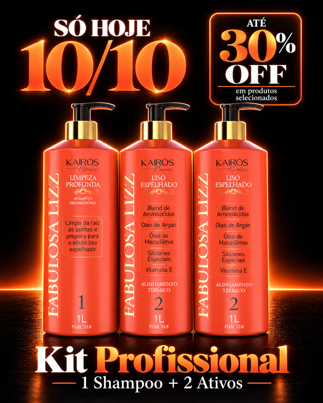 Kit Profissional 1 Shampoo + 2 Ativos - Só Hoje 10/10