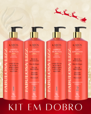 Kit Liso Espelhado Fabulosa em Dobro: 2 Shampoos 1L + 2 Ativos 1L