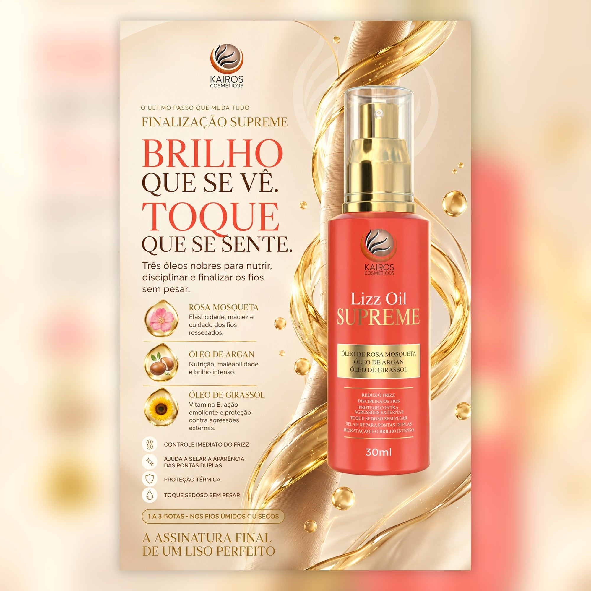 Lizz Oil Supreme - brilho que se vê, toque que se sente