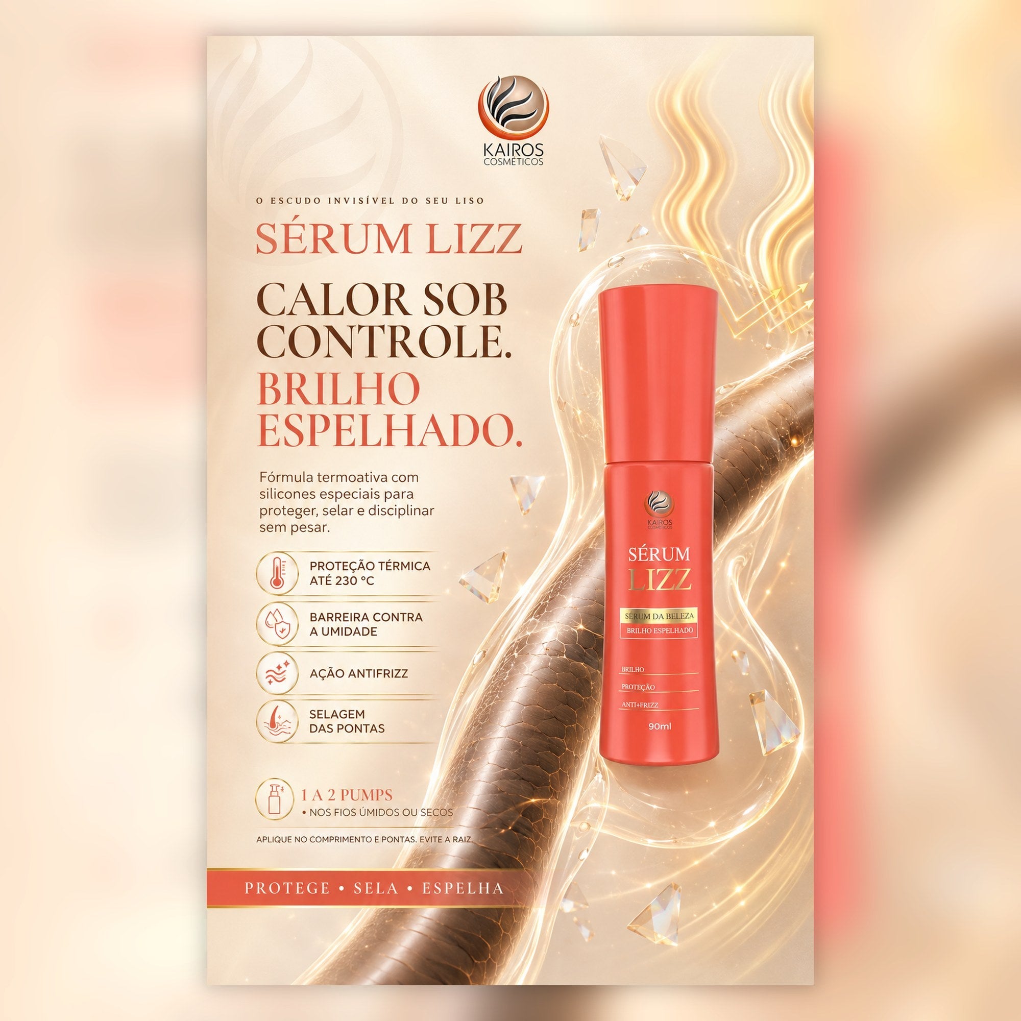 Sérum Lizz - calor sob controle, brilho espelhado